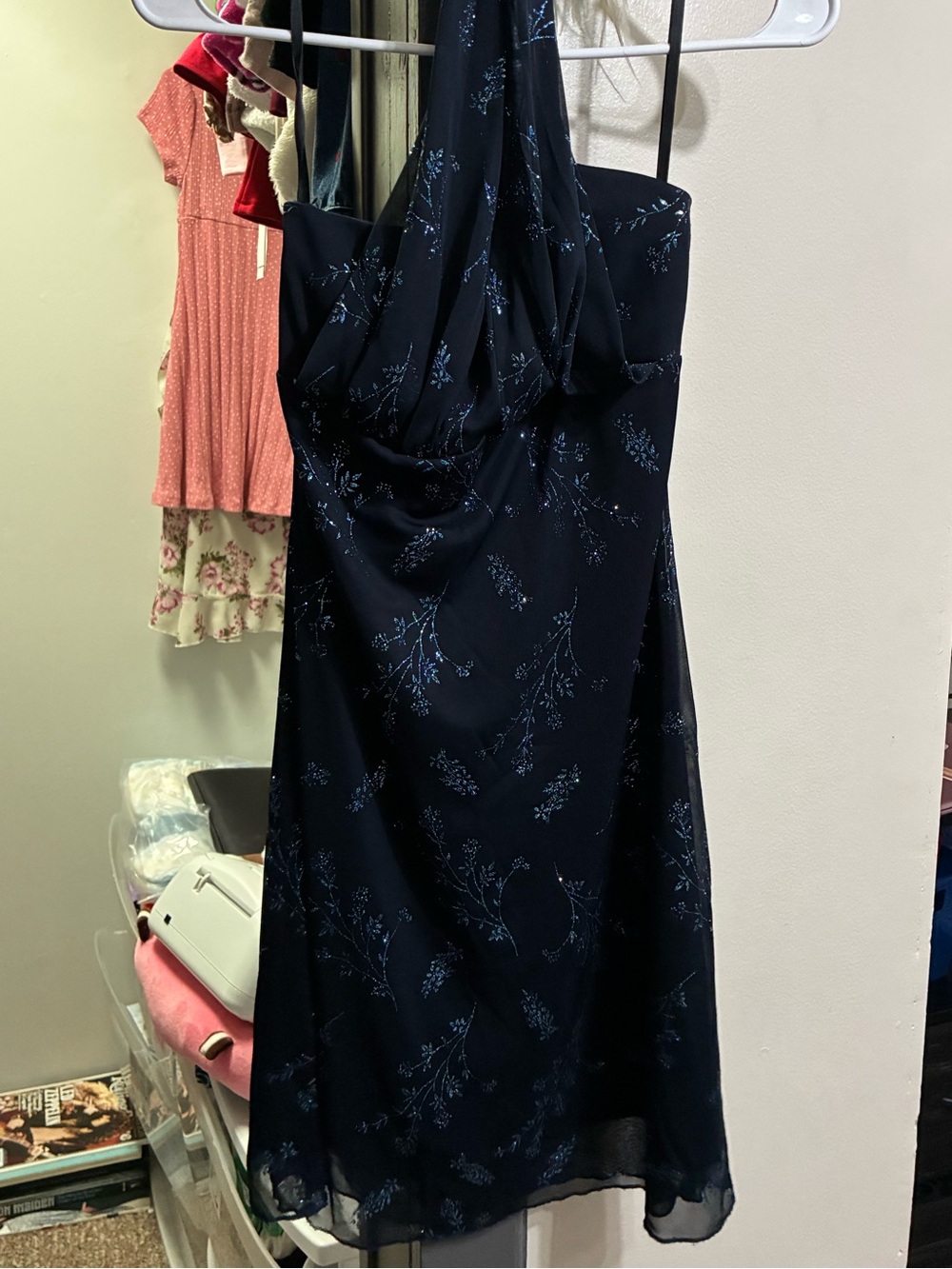 Taboo Navy One-Shoulder Floral Dress
